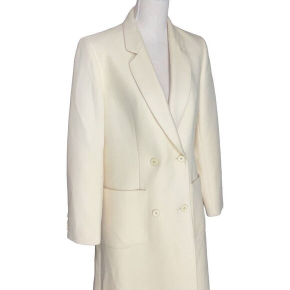 Epoca Modell Bremen Womens Vintage Cream Double Breasted Wool Long Coat Size 36 - Picture 2 of 13